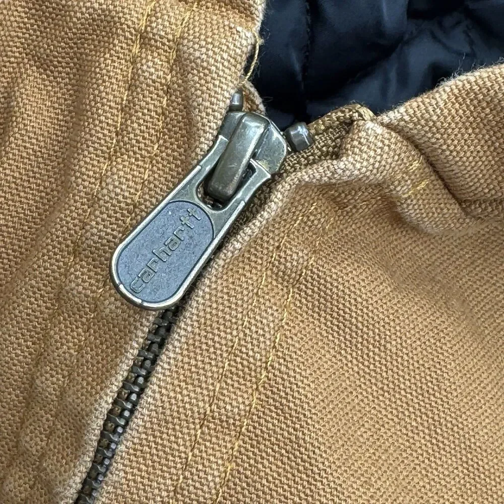 Carhartt Youth Medium 10–12 Brown Hooded Canvas Quilted Lined Jacket Coat EUC