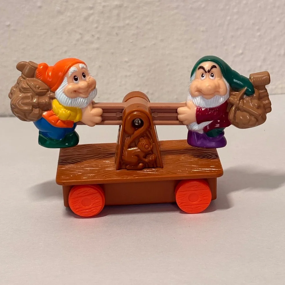 Disney Seven Dwarfs Seesaw Toy Unisex OS Brown Excellent Vintage Rolling Toy