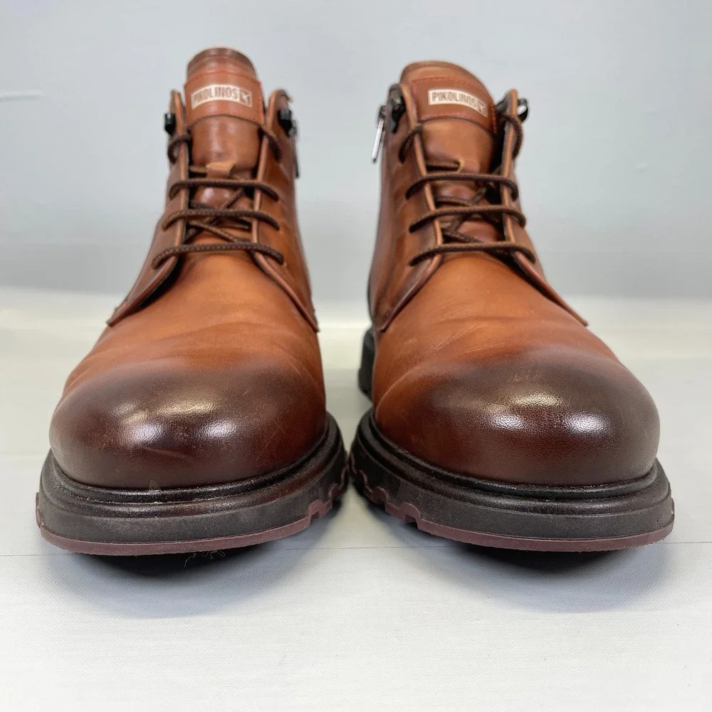 Pikolinos Boots Mens Size 43 US 9.5 Brown Leather Side Zip Lace Up Casual Shoes