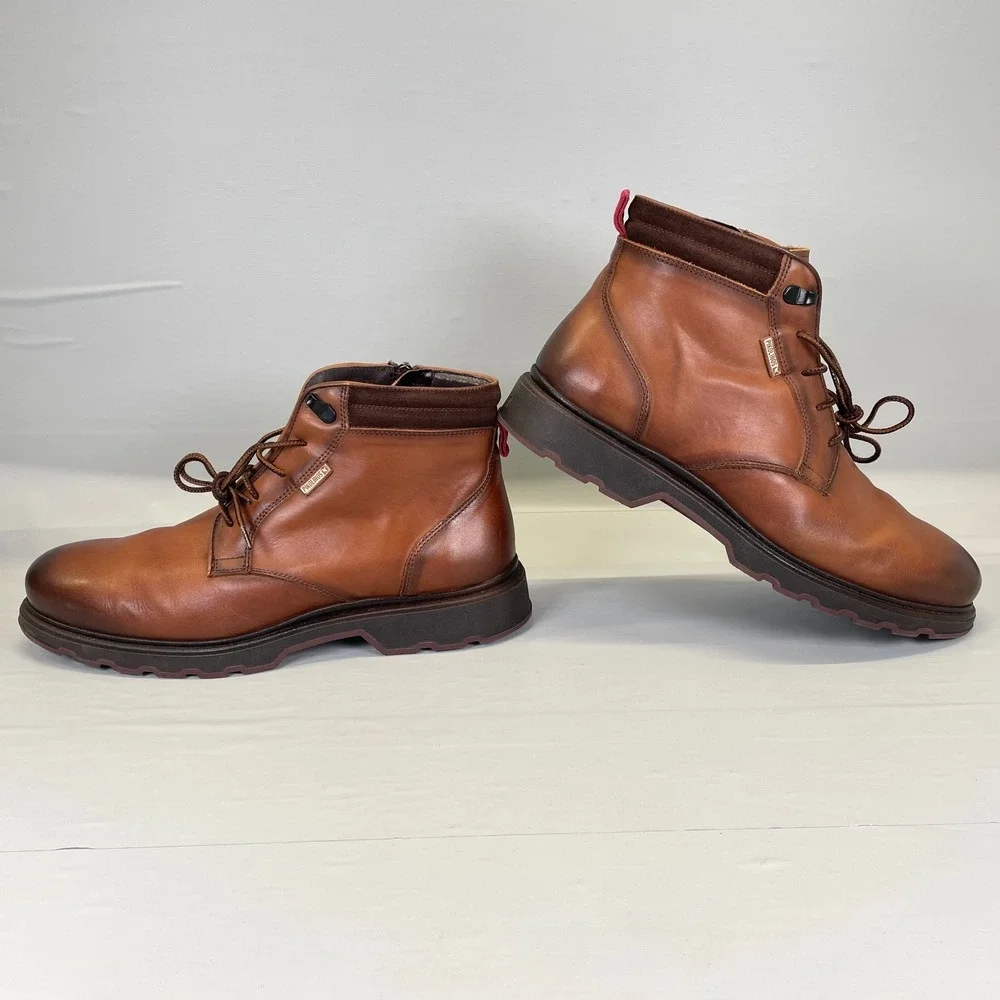Pikolinos Boots Mens Size 43 US 9.5 Brown Leather Side Zip Lace Up Casual Shoes