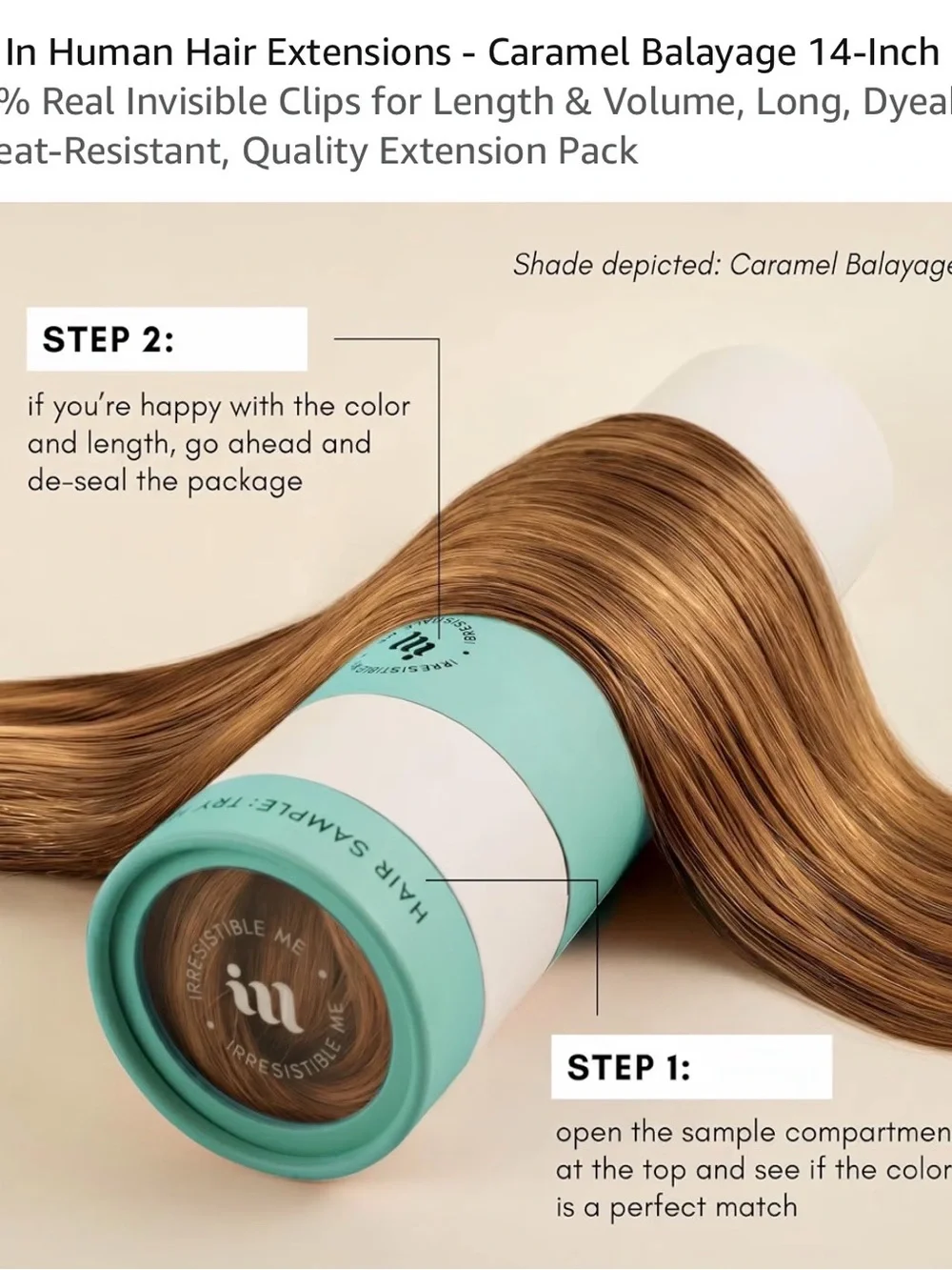 Invisible Clip-In Hair Extensions 14”  - Caramel Balayage Blend