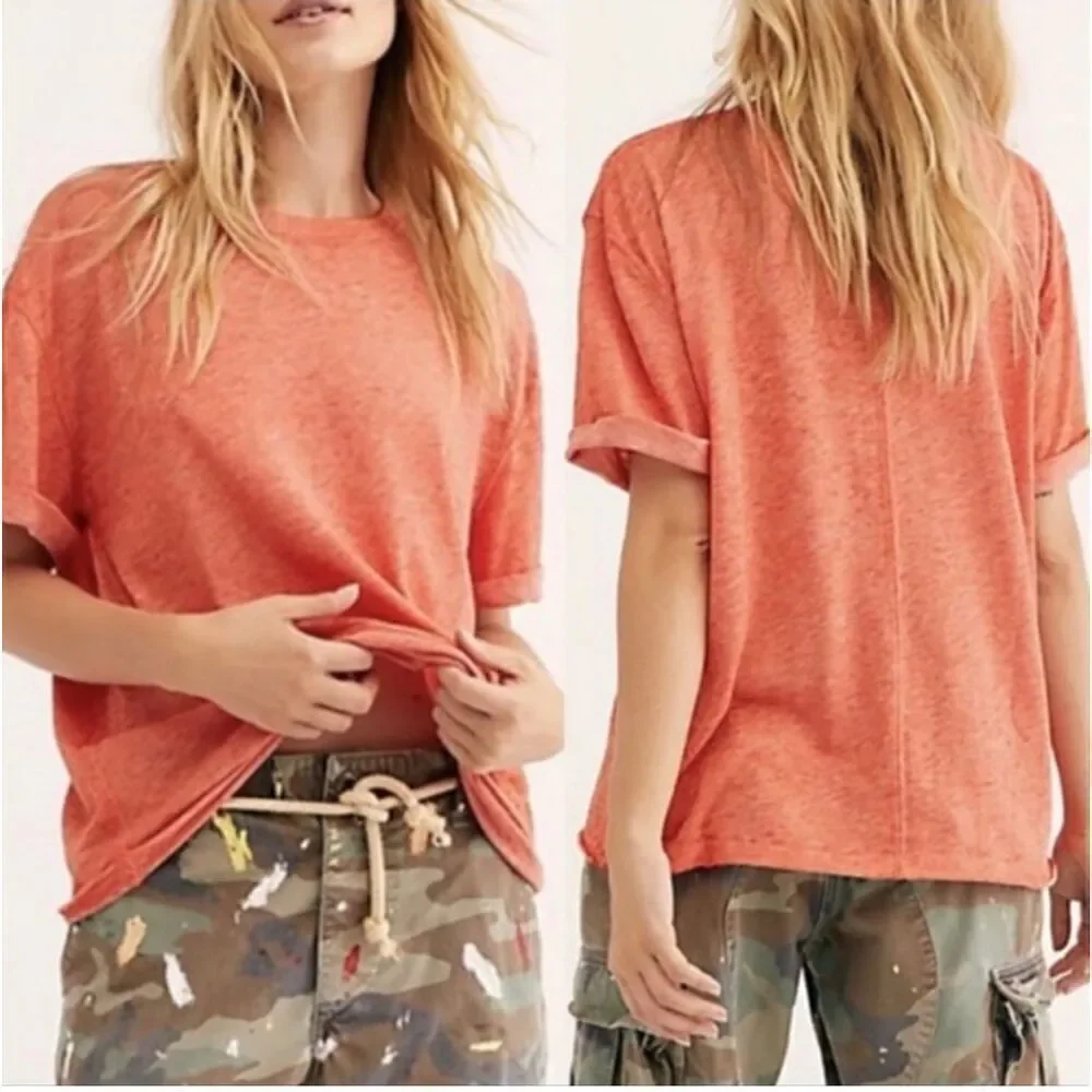 free people cassidy tee lightweight cotton blend short sleeve tee XS