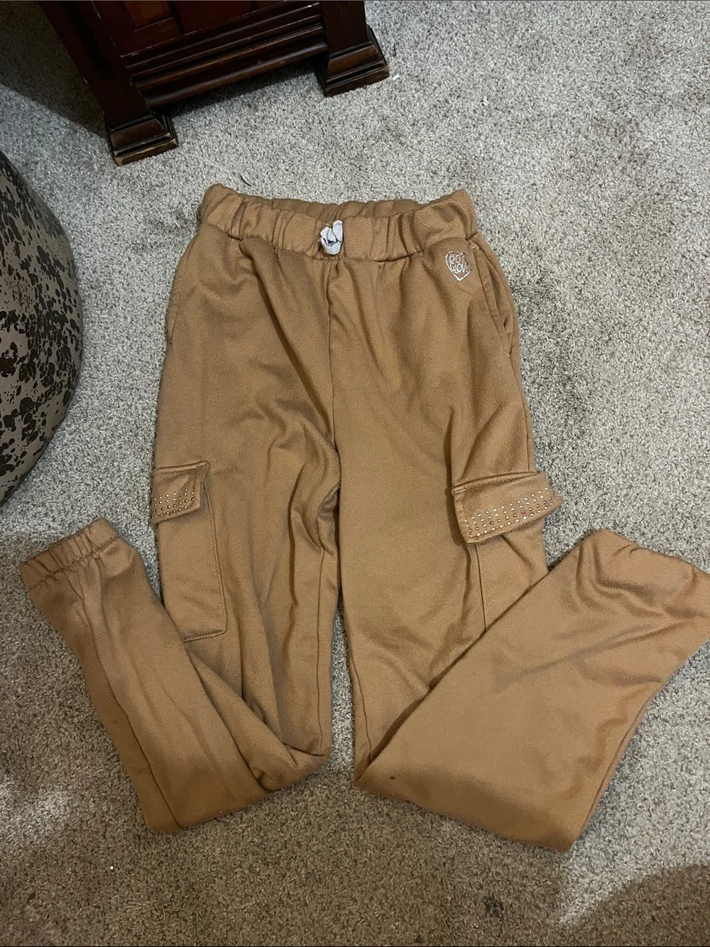 Kids Cargo Jogger Pants in Tan