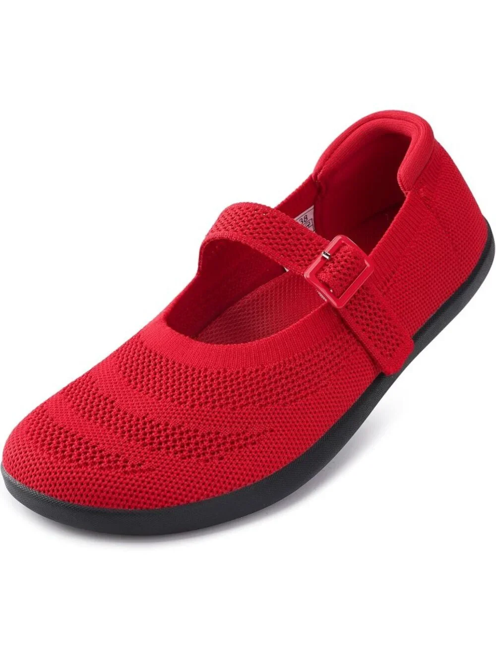 Women's Red Barefoot Mary Jane Flats Knit Adjustable Straps Shoes