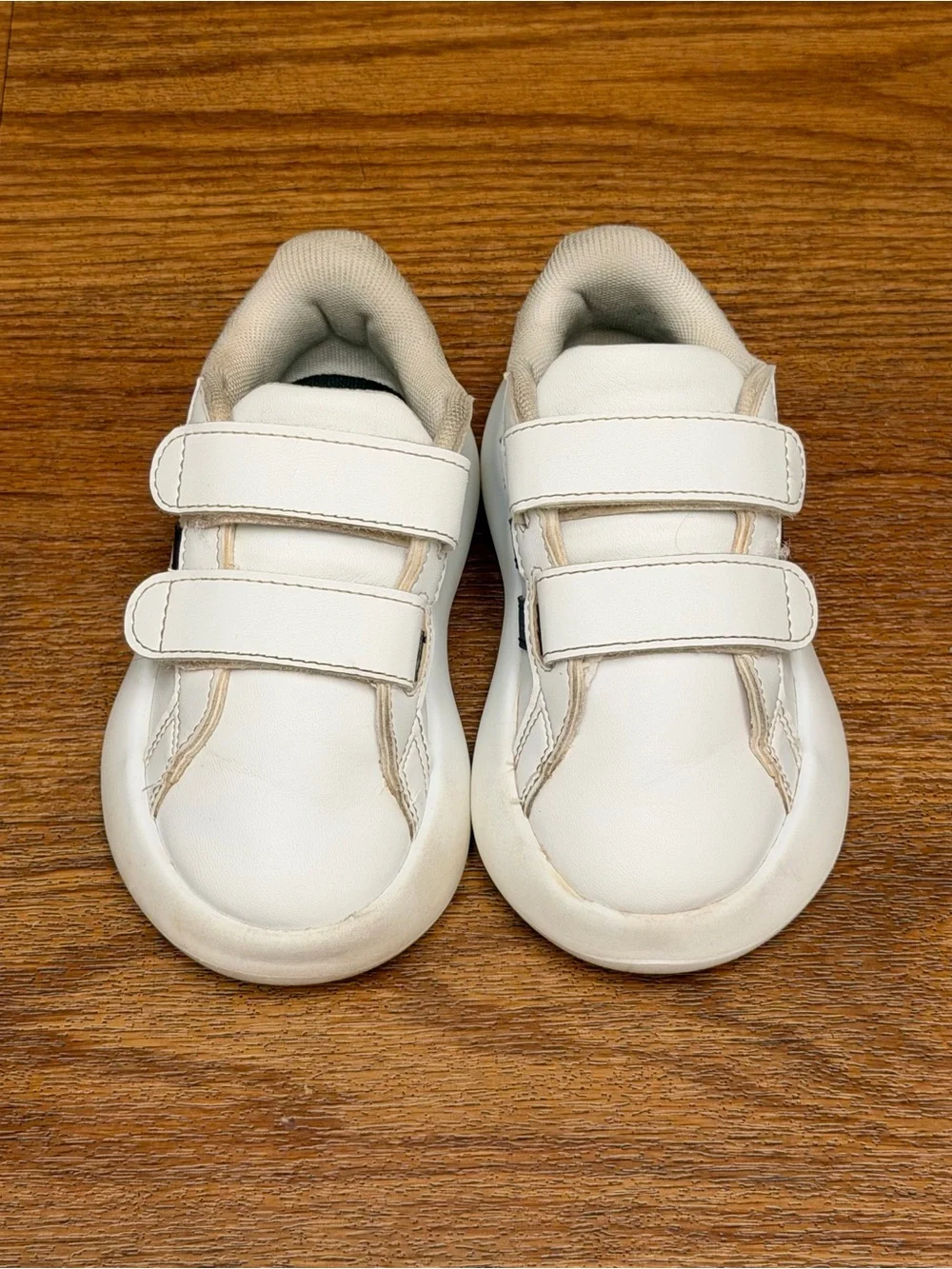 Adidas Grand Court 2.0 Kids White Black Velcro Sneakers Size 7K