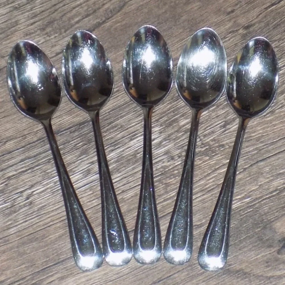 Oneida Flight Teaspoons Set of 5 Silver Good Stainless Steel USA Flatware