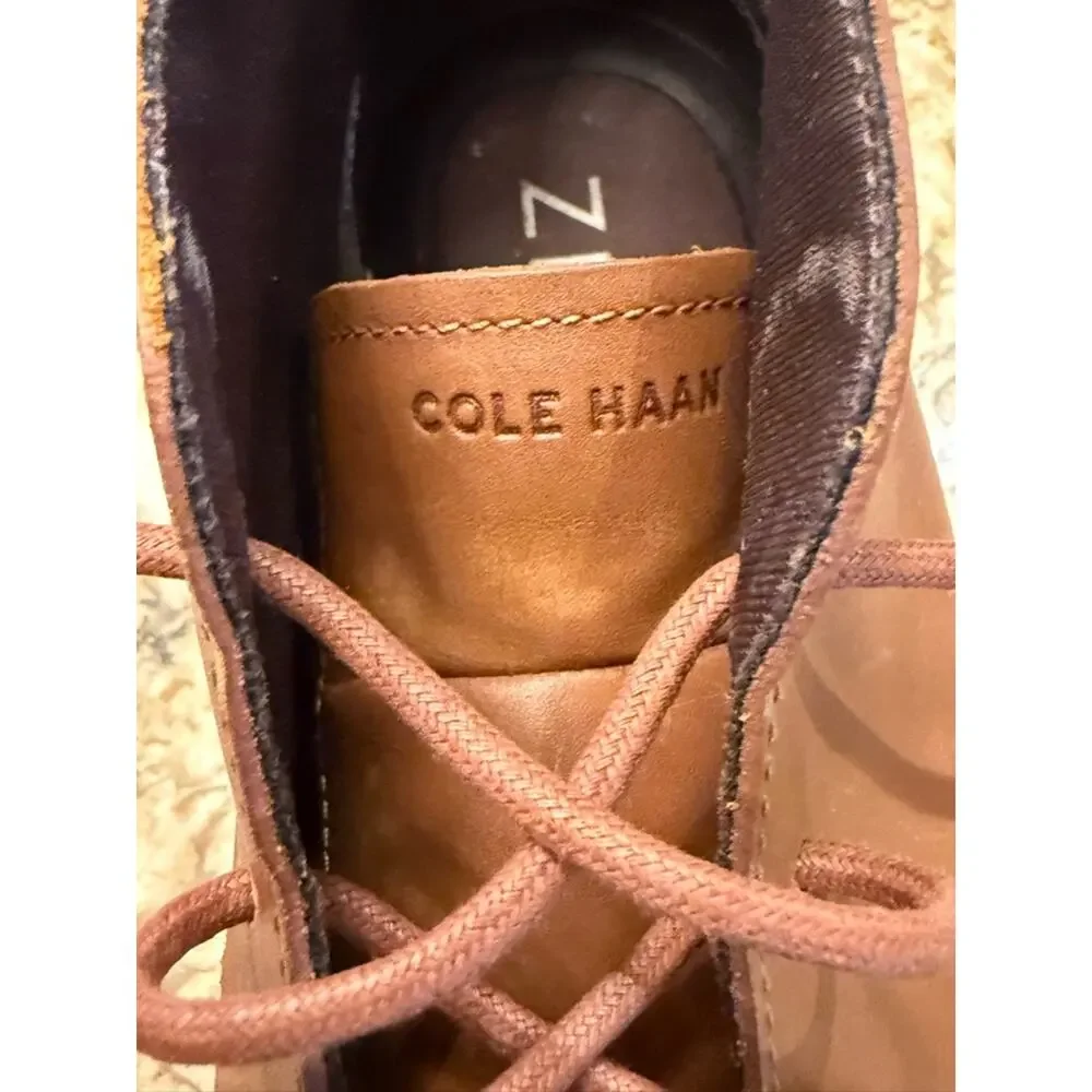 Cole Haan Men's Size 11.5 Rust Brown Leather Chukka Boots - Classic Lace-Up