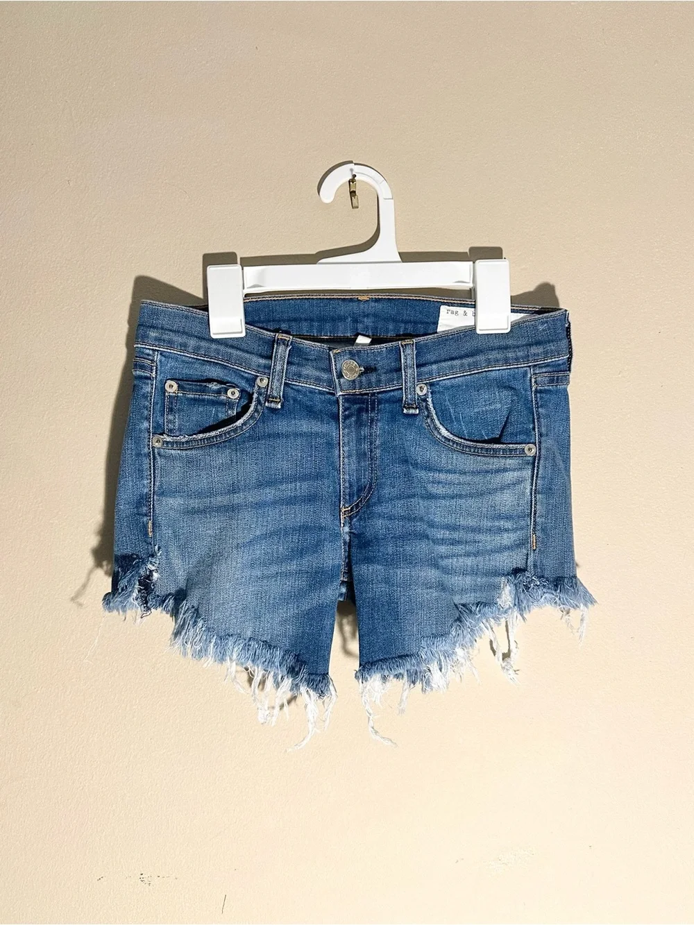 Rag & Bone Blue Distressed Denim Jean Cutoff Shorts Sz 24