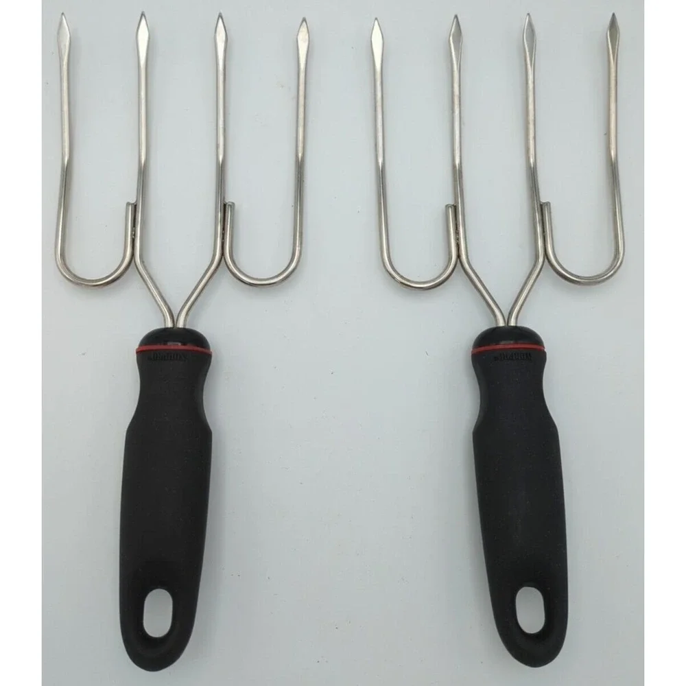 Stainless Meat Forks Set of 2 Norpro 4 Prong Poultry Ham Lifter 9