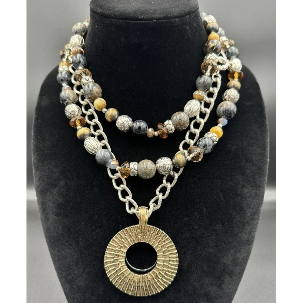 Premier Designs Top Notch Layered Convertible Multicolor Beaded‎ Chain Necklace