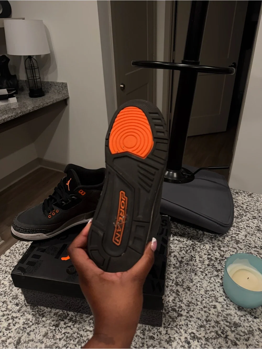 Jordan Retro Sneakers in Black and Orange Accents