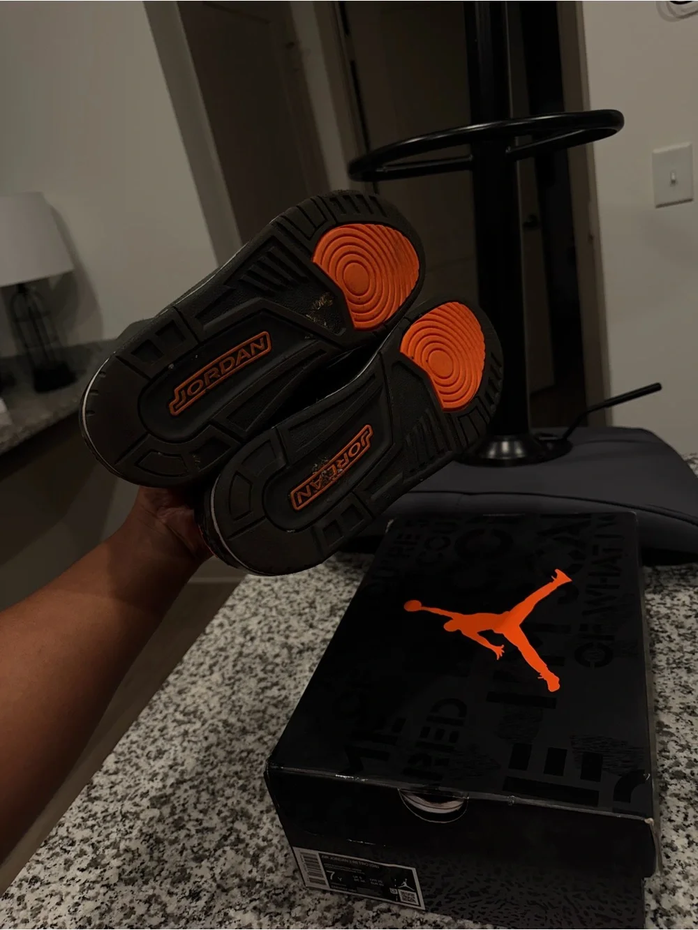 Jordan Retro Sneakers in Black and Orange Accents