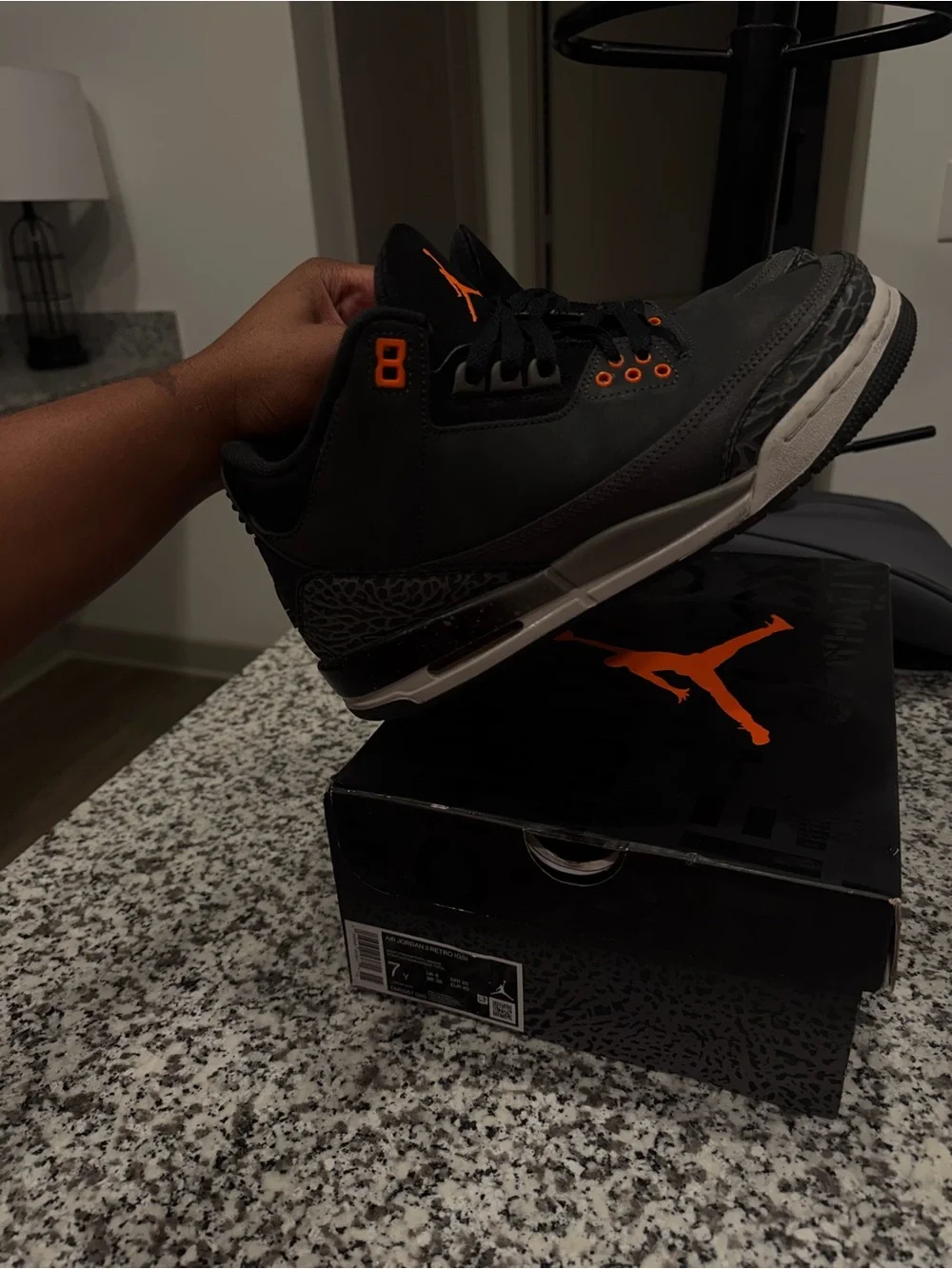 Jordan Retro Sneakers in Black and Orange Accents