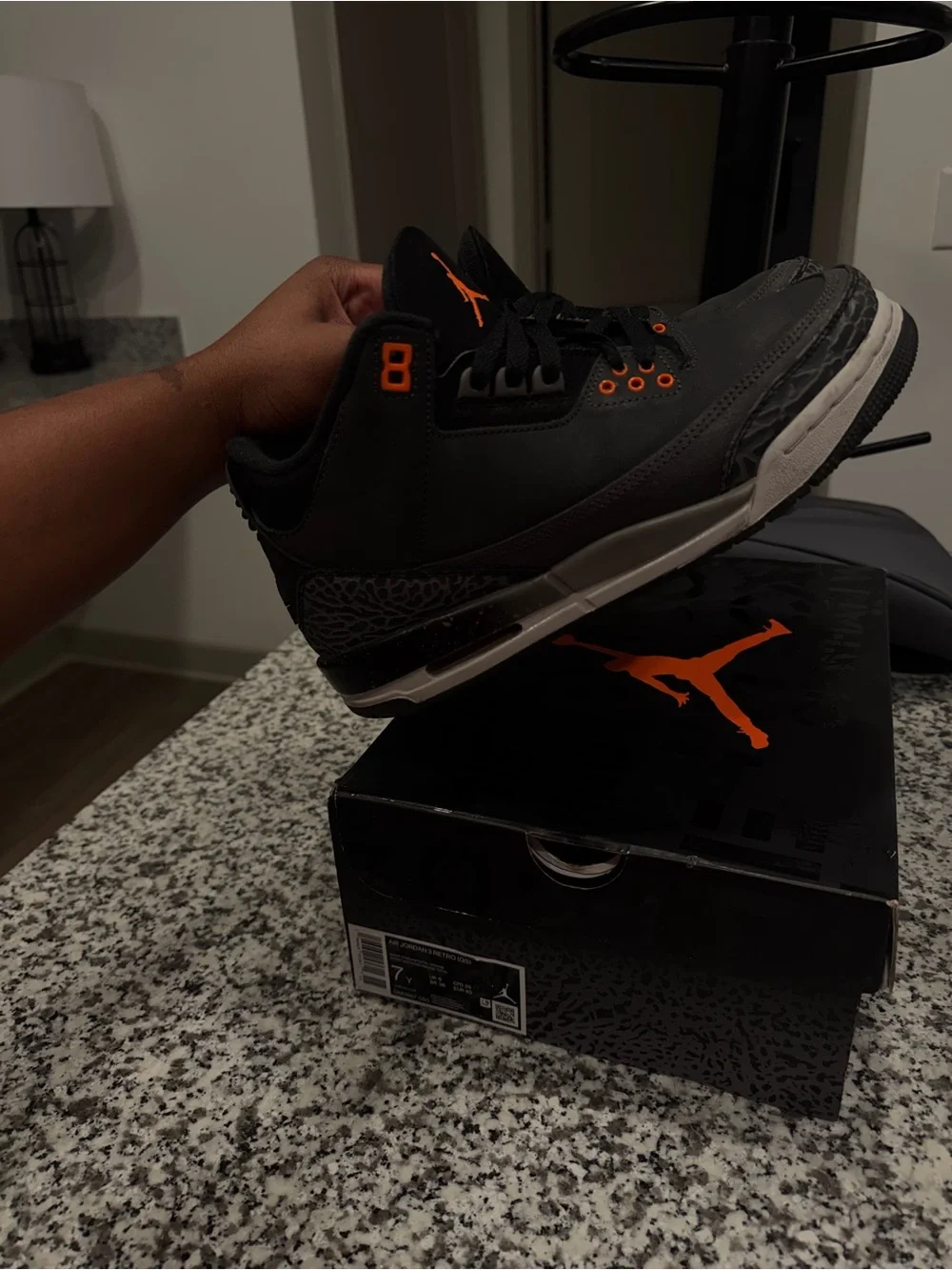 Jordan Retro Sneakers in Black and Orange Accents