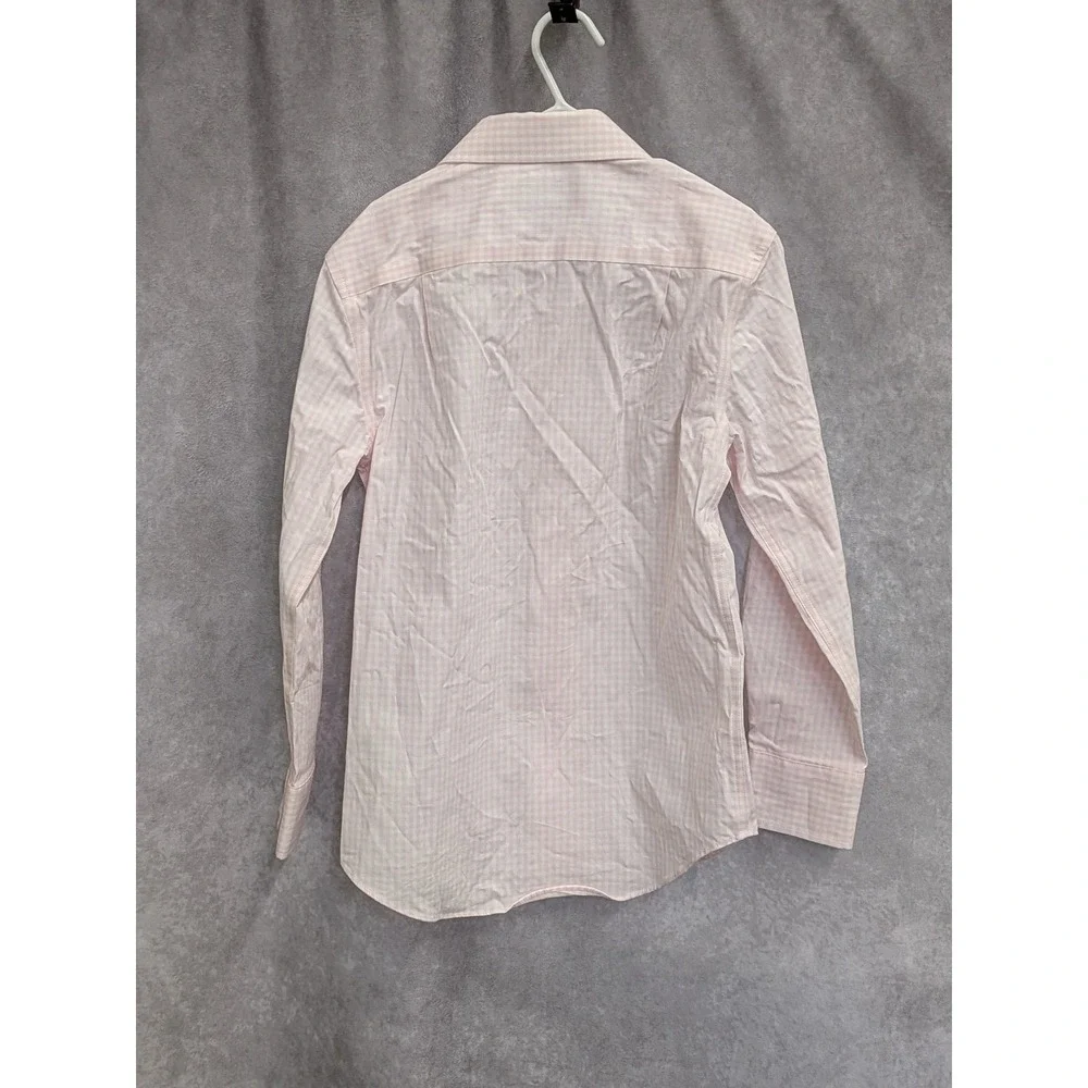 Crewcuts Boys Thompson Gingham Button Down Shirt Pink White Size 6-7 Long Sleeve