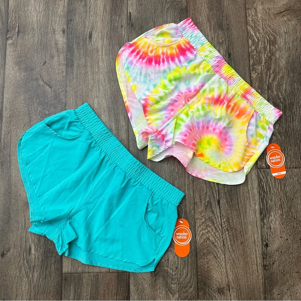 Wonder Nation UPF 50+ 4-way Stretch Girls Shorts Size XL/XXL Bundle of 2