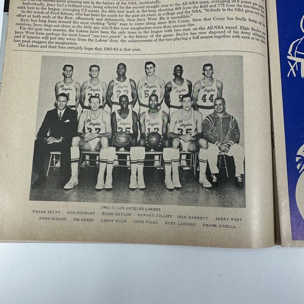 1963-64 NBA Basketball Program Philadelphia 76'ers Los Angeles Lakers Silverwood