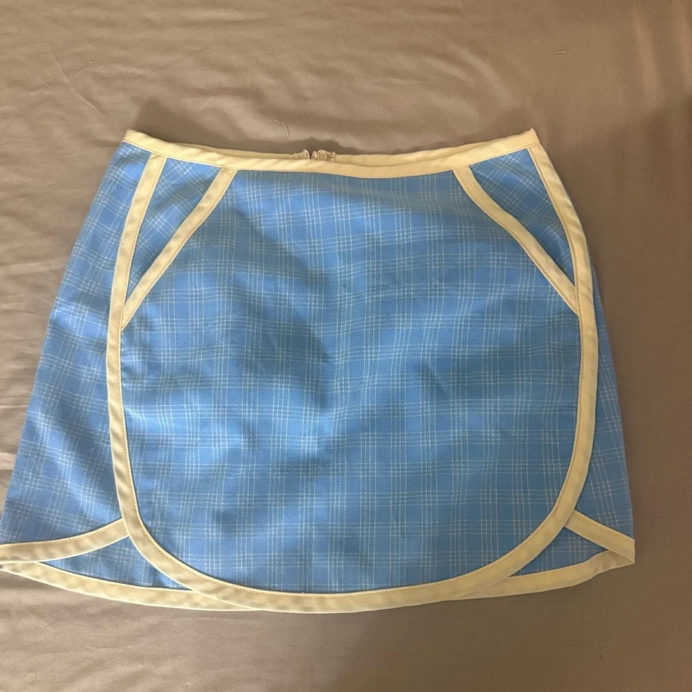Urban Outfitters Blue Plaid Skirt with Cream Trim Size Small‎