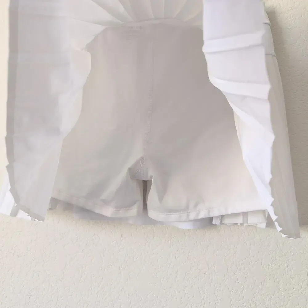 Athleta Jupe Short Advantage Skort White Pleated Medium‎ Golf Tennis Athletic
