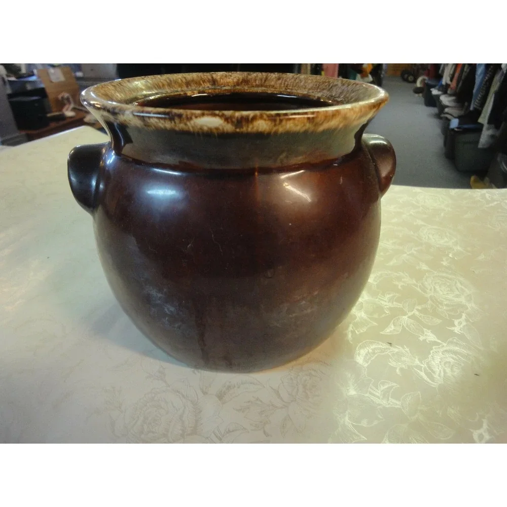 Vintage Hull USA oven proof brown pot 6