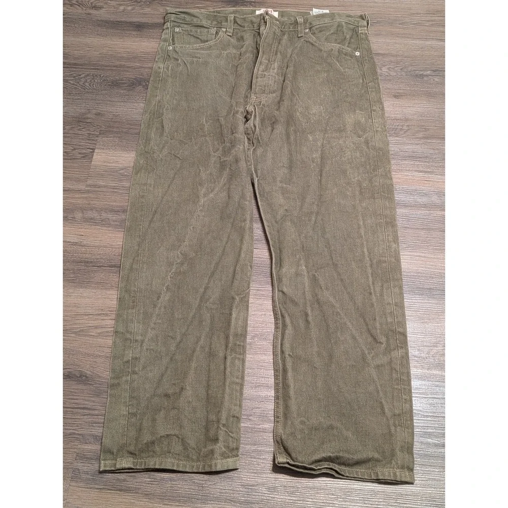 Levis 501 Original Mens 38x30‎ Olive Green Straight Leg Button Fly Denim Jeans