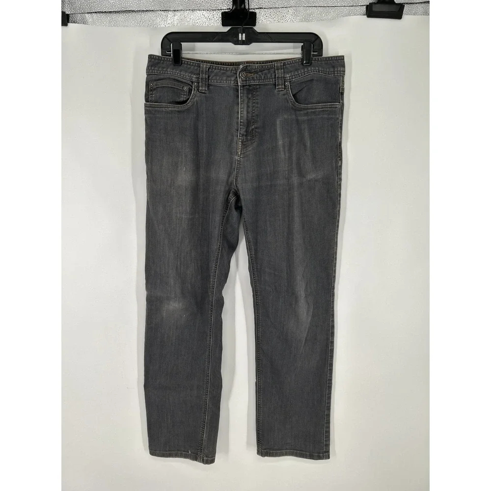 Prana Bridger Jeans Mens Size 34x30 Grey Denim Straight Leg Slim Fit Pants‎ Gray