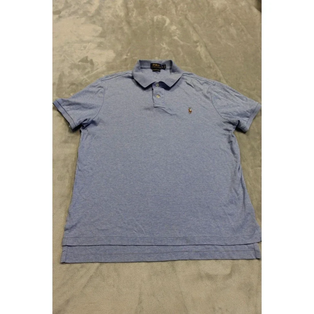 Polo Ralph Lauren Men's Large Blue Pima Soft Touch Fesh‎ Pony Casual Golf