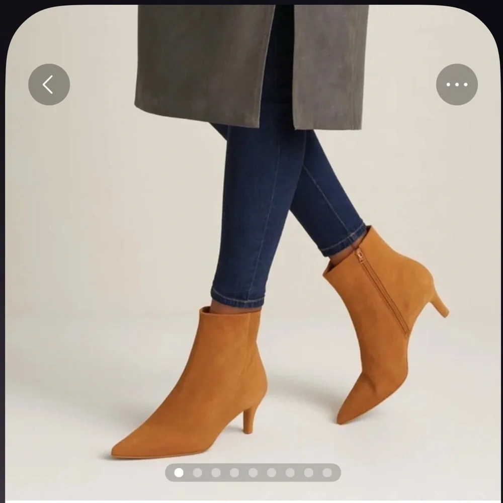 Universal threads ultrasuede cognac kitten heel boots new in box 11 m