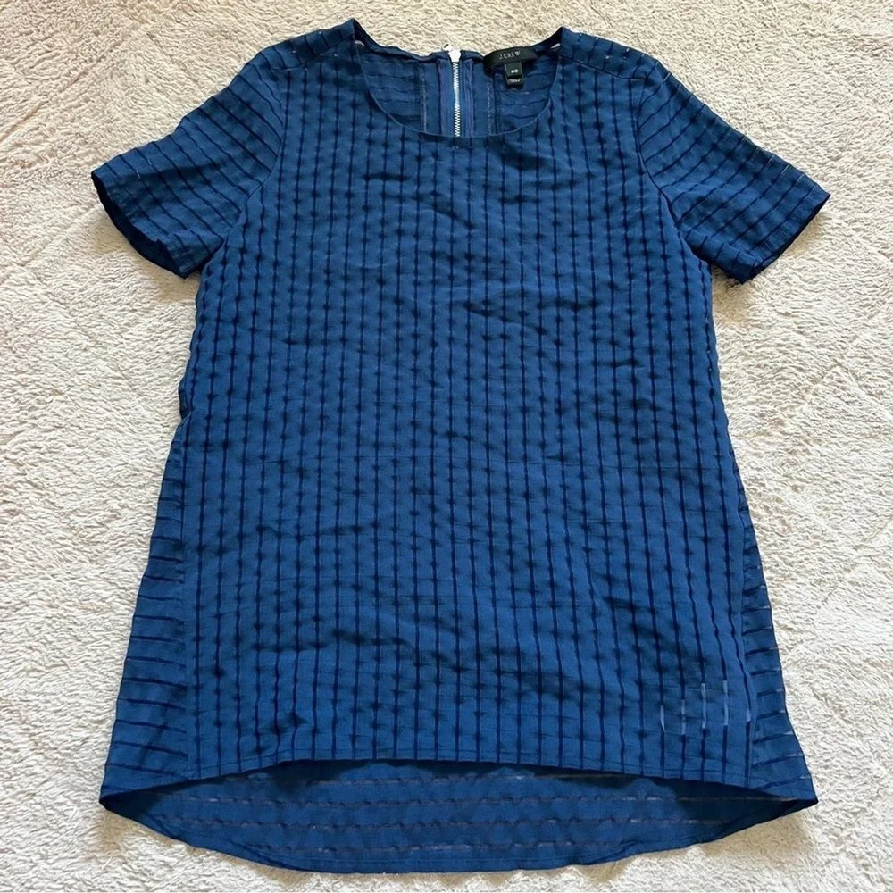 J. Crew Shadow Stripe Short Sleeve Blouse Preppy Old Money Minimalist‎ Sz 00