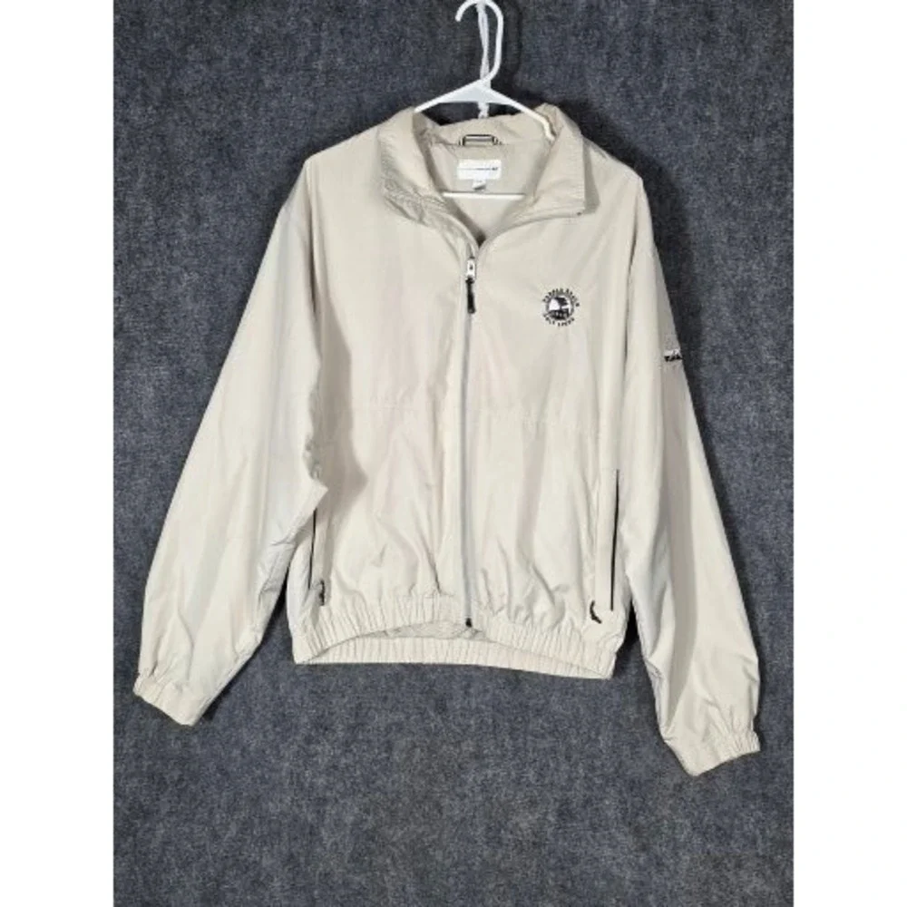 PGA Cutter Buck Mens WeatherTec Golf‎ Jacket Beige Pebble Beach Links Men Sz M