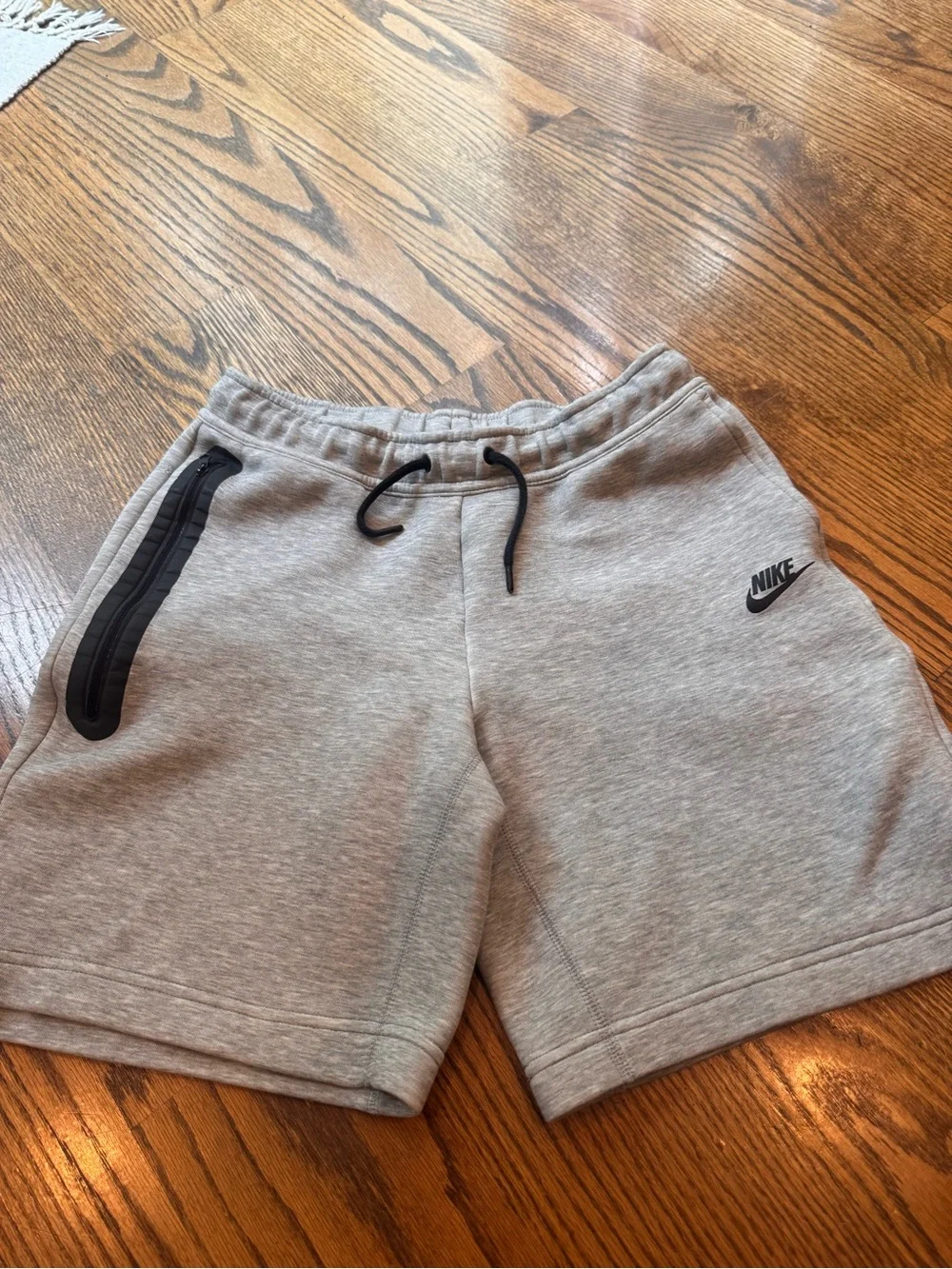 Nike Kids Light Gray Fleece Shorts with Black Accents