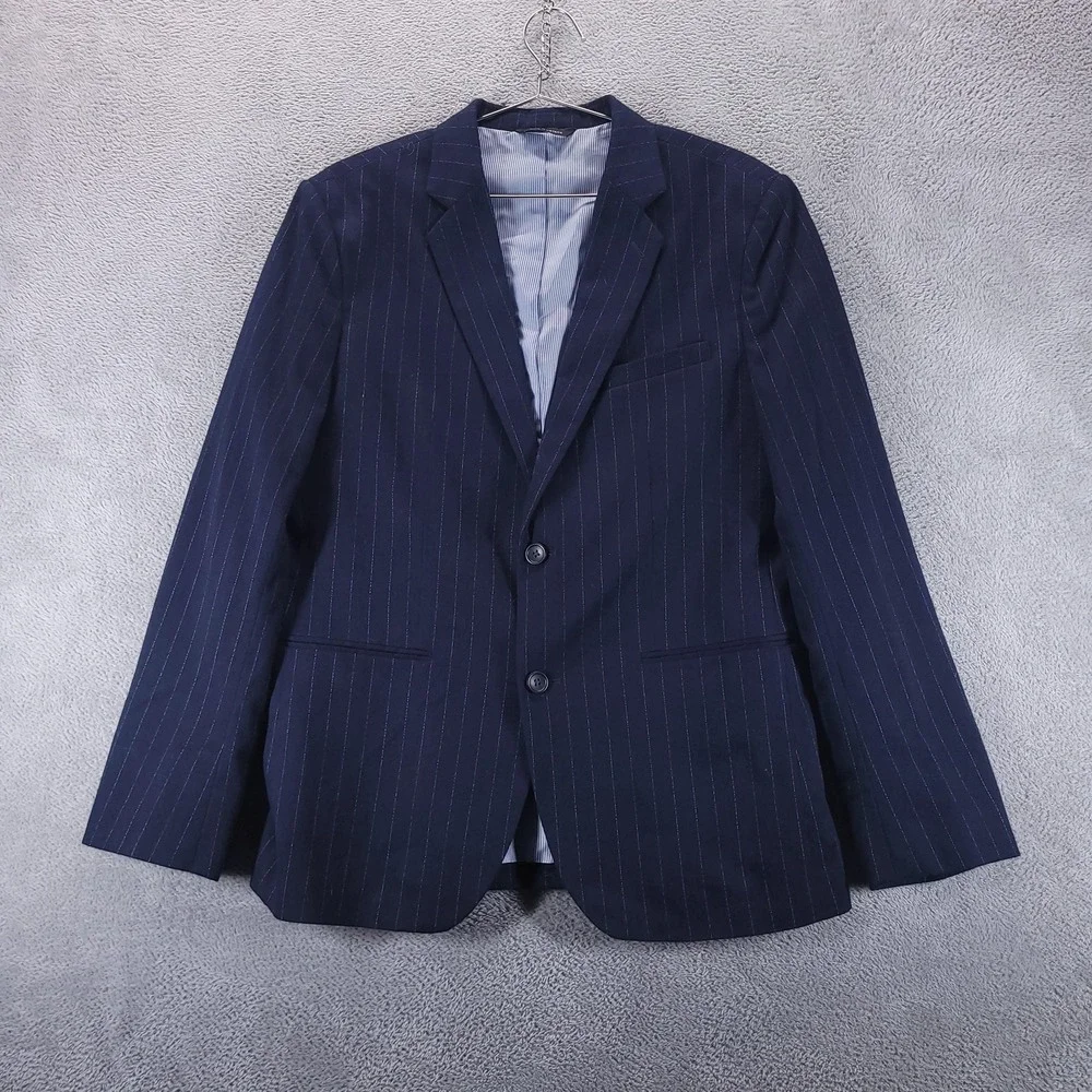Banana Republic Suit Jacket Mens‎ 42R Blue Pinstripe Tailored Slim Fit Stretch