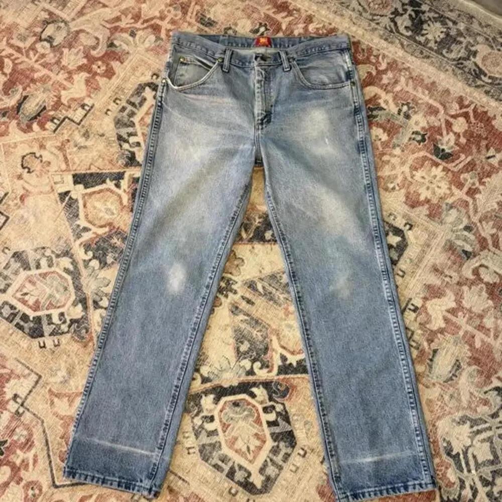 Wrangler 36MWZDS Slim Fit Light Wash 100% Cotton Denim Jeans‎ Mens 34x30