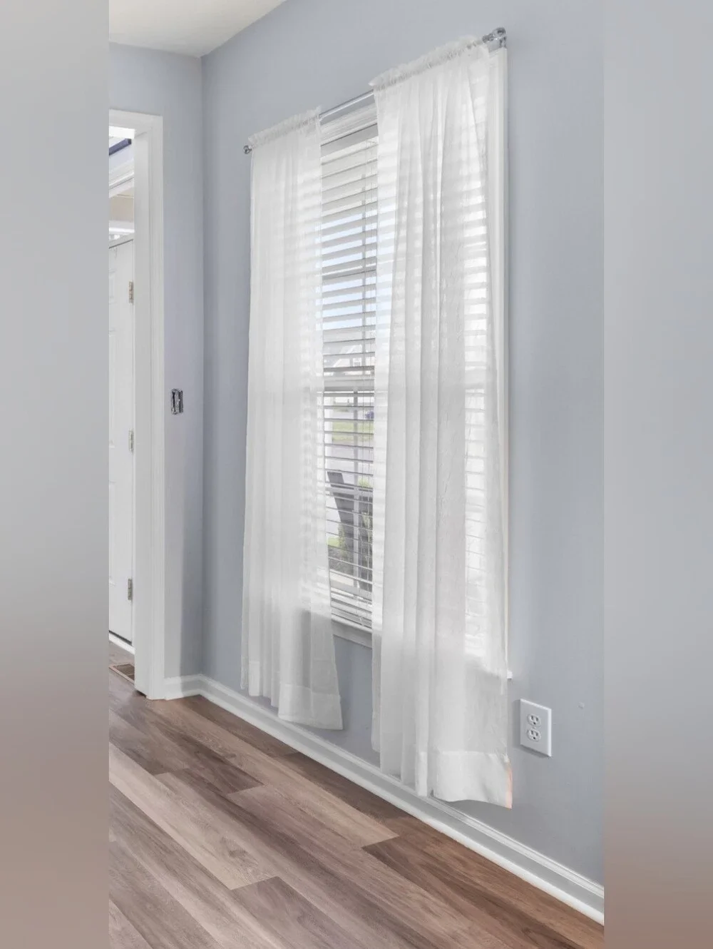 White Crinkle Sheer Curtains - 84” L (2 Panels)