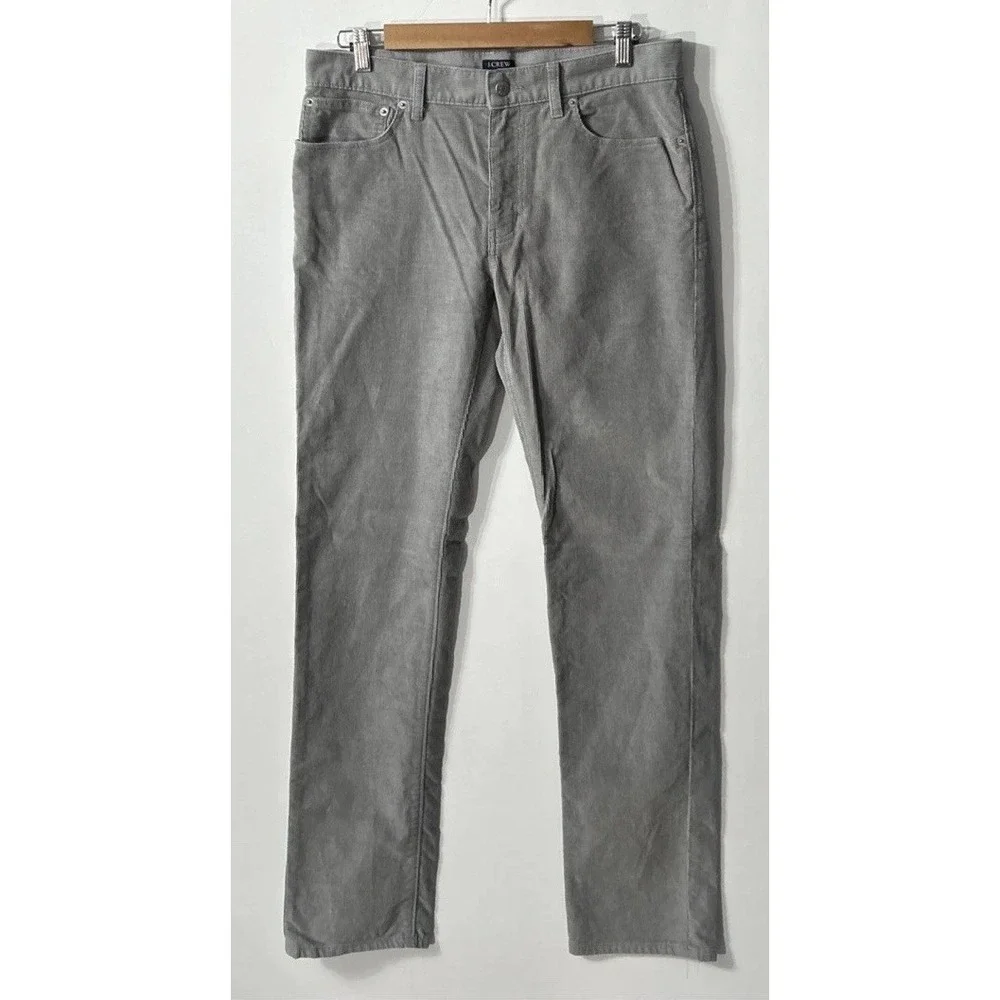 Mens J.Crew Slim Fit Gray FLEX Corduroy Chino Pants Sz 31 31x32‎