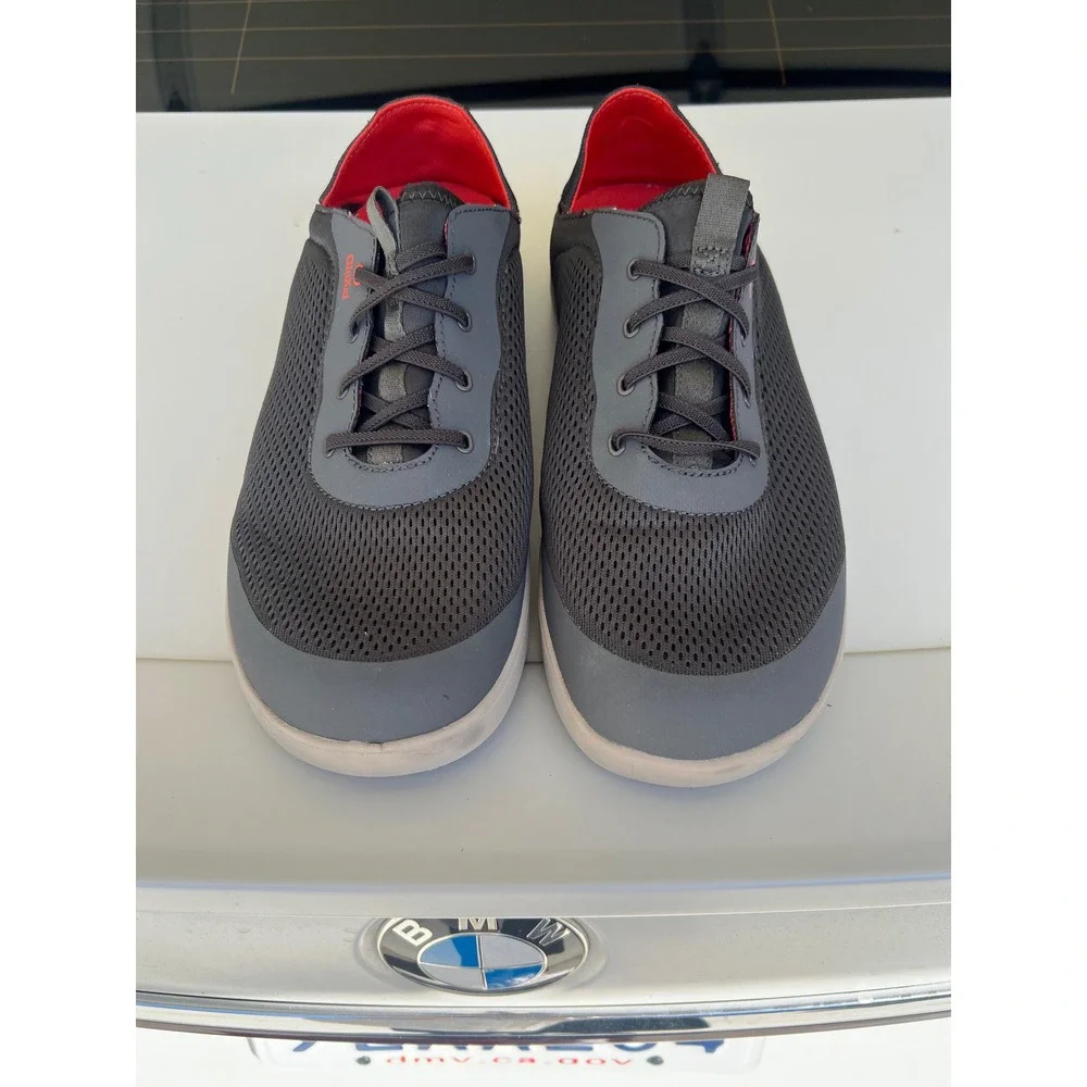 OluKai Moku Pae Mens Boat Shoes Gray Red Mesh Sneakers 10472-4EKZ US 14