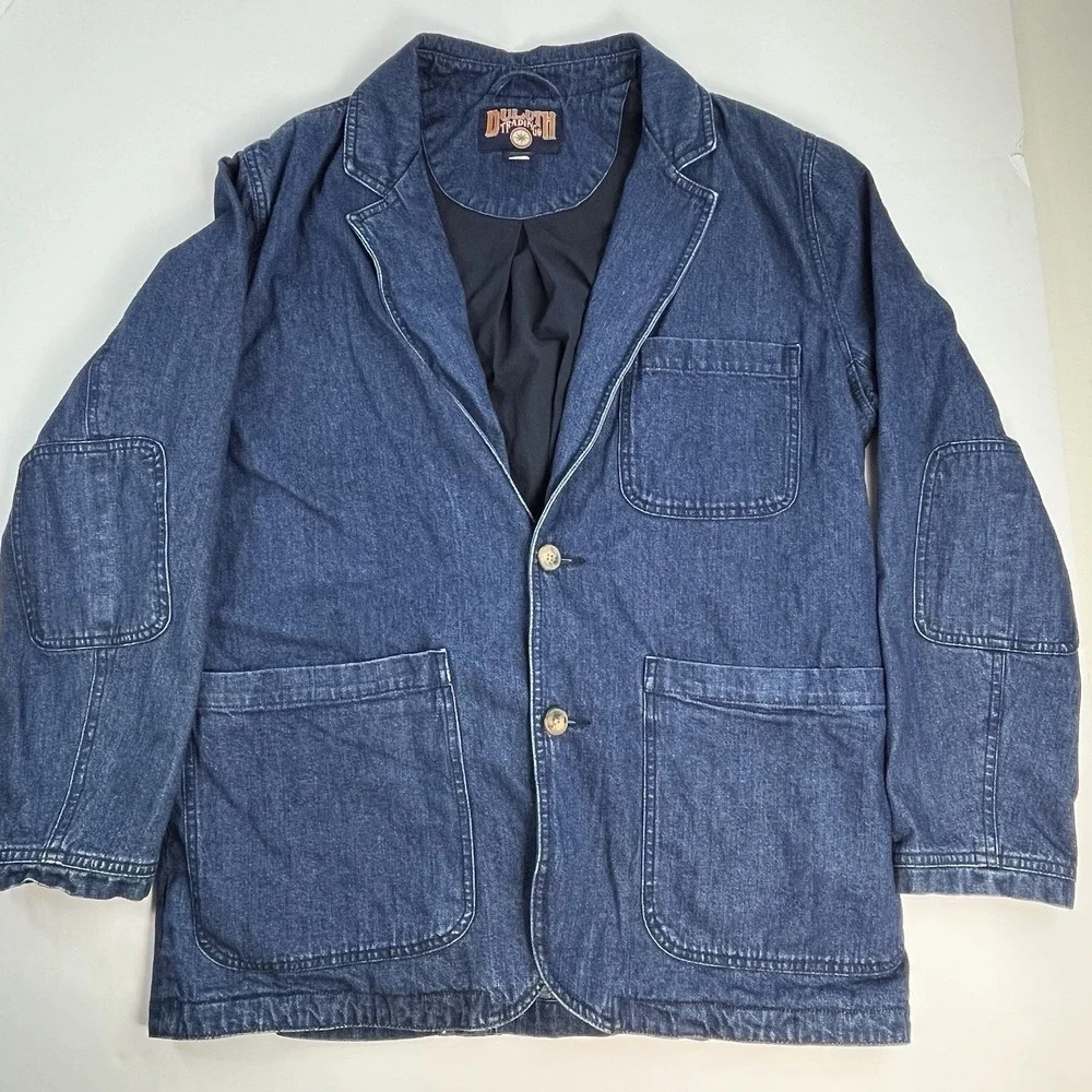 Vintage Duluth Trading Co. Denim Barn Coat Blazer Chore Coat Size Large Blue