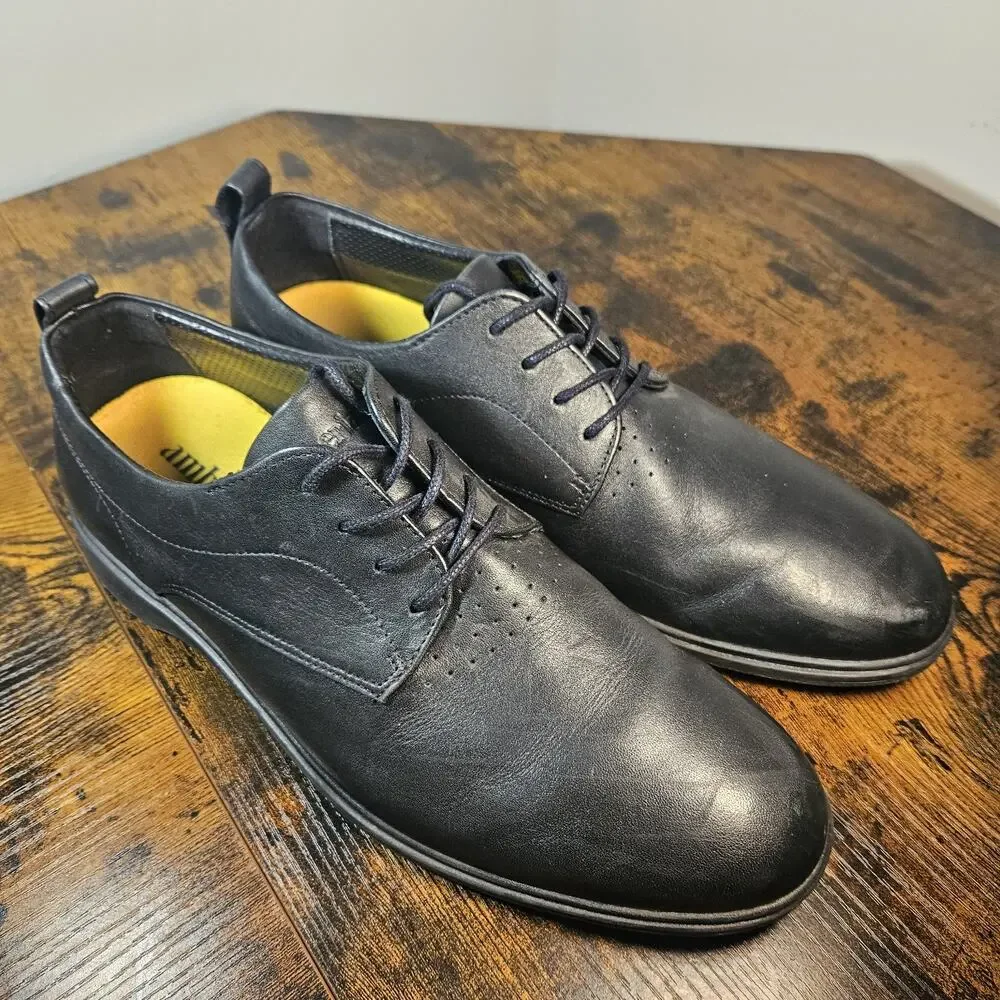 Amberjack Mens The Original Derby Oxfords Shoes Black Leather Hybrid Size 10.5