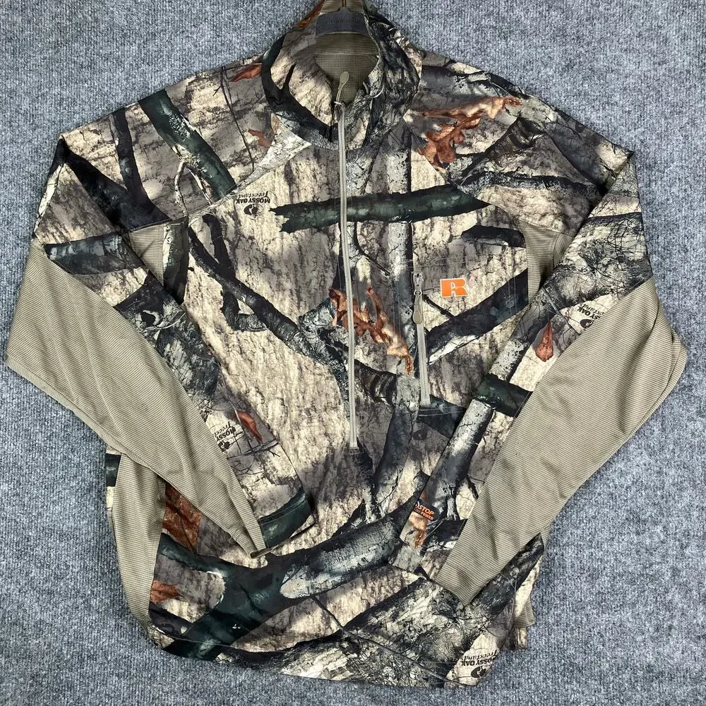 Russell Outdoors‎ Pullover Mens Size L Camo Hunting Quarter Zip Lightweight