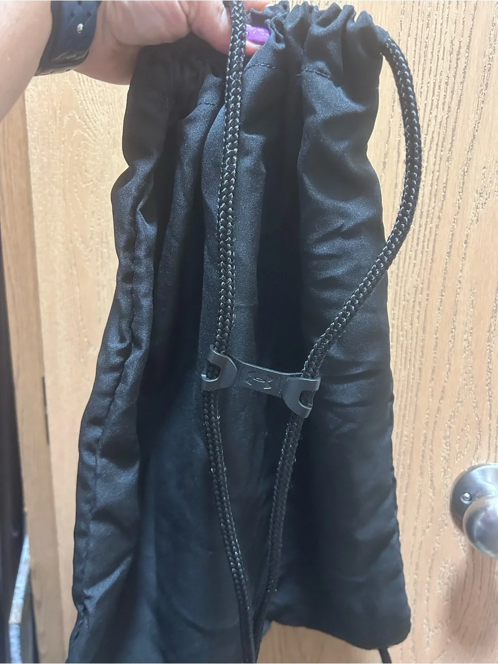 Under Armour Black Drawcord Backpack with Metallic Rose Logo