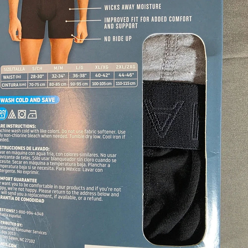 Hanes Premium Men 5 Pack Stretch Boxer Briefs Large Black Grey 9HPSB5