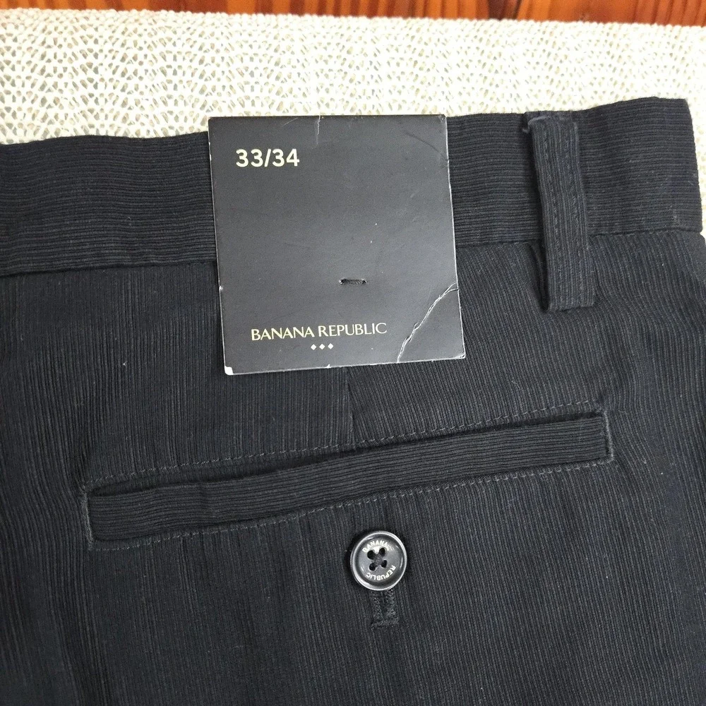 Banana Republic Pants Mens 33x33 Black Corduroy Chino‎ Flat Front Casual