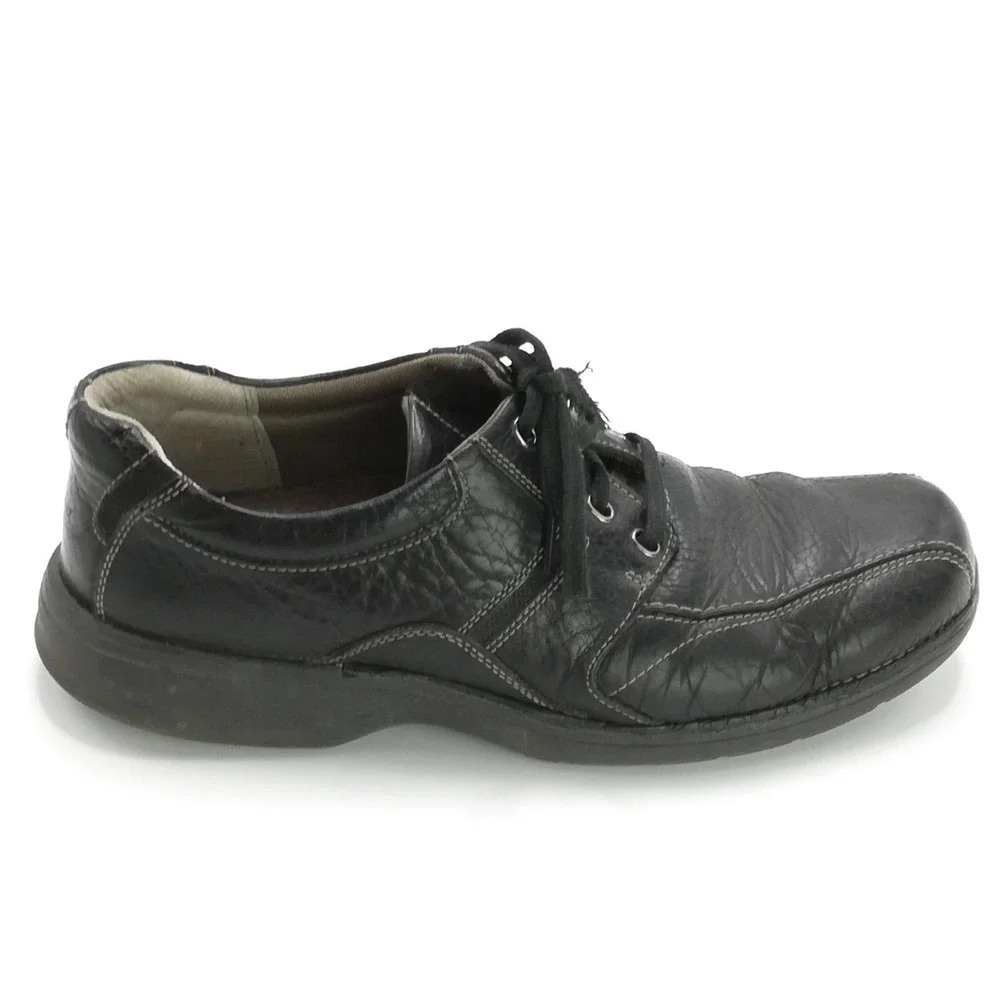 Clarks Shoes Mens Oxford Black Leather Lace Up Northfield 82305 Pebbled‎ 10.5