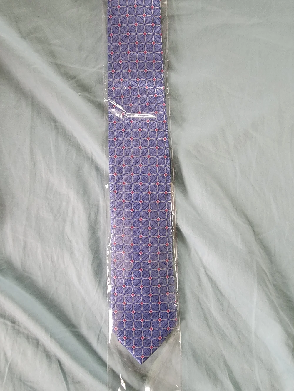 Isaac Mizrahi Blue Geometric Silk-Effect Tie