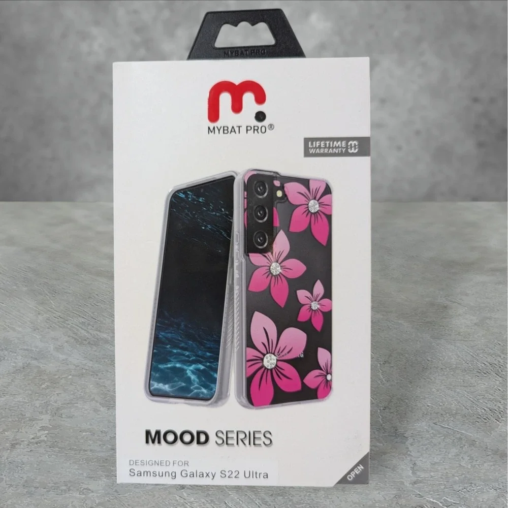 Mybat Pro Mood Series Case For Samsung‎ Galaxy S22 Ultra - Pink Flowers T4