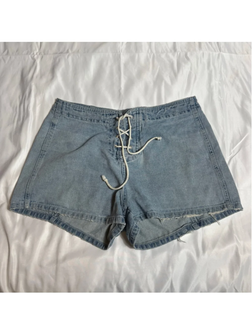 Women's Xhilaration Blue Jean Shorts Size 9 Lace-Up Front