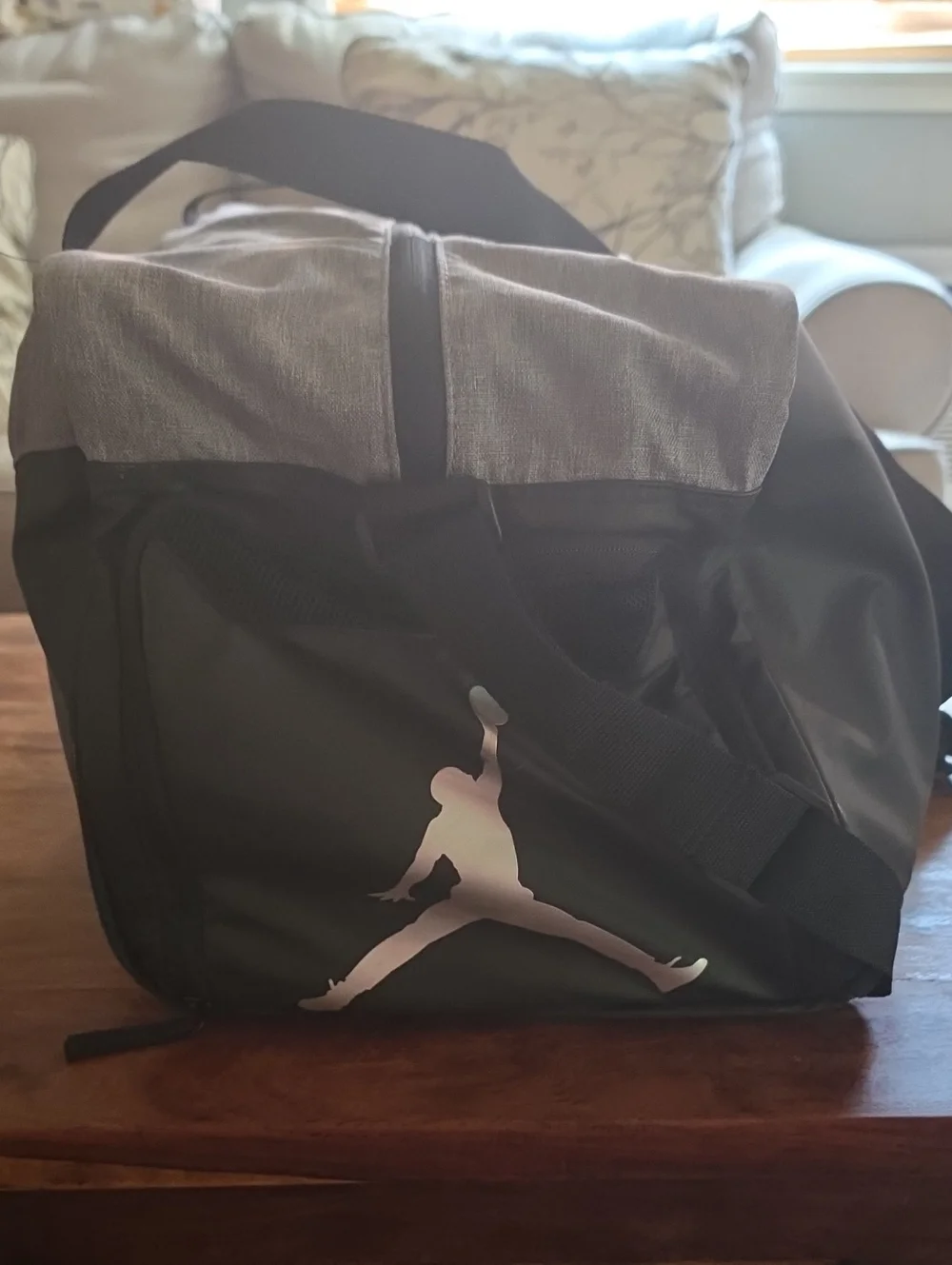 Jordan Black and Gray Duffel Bag