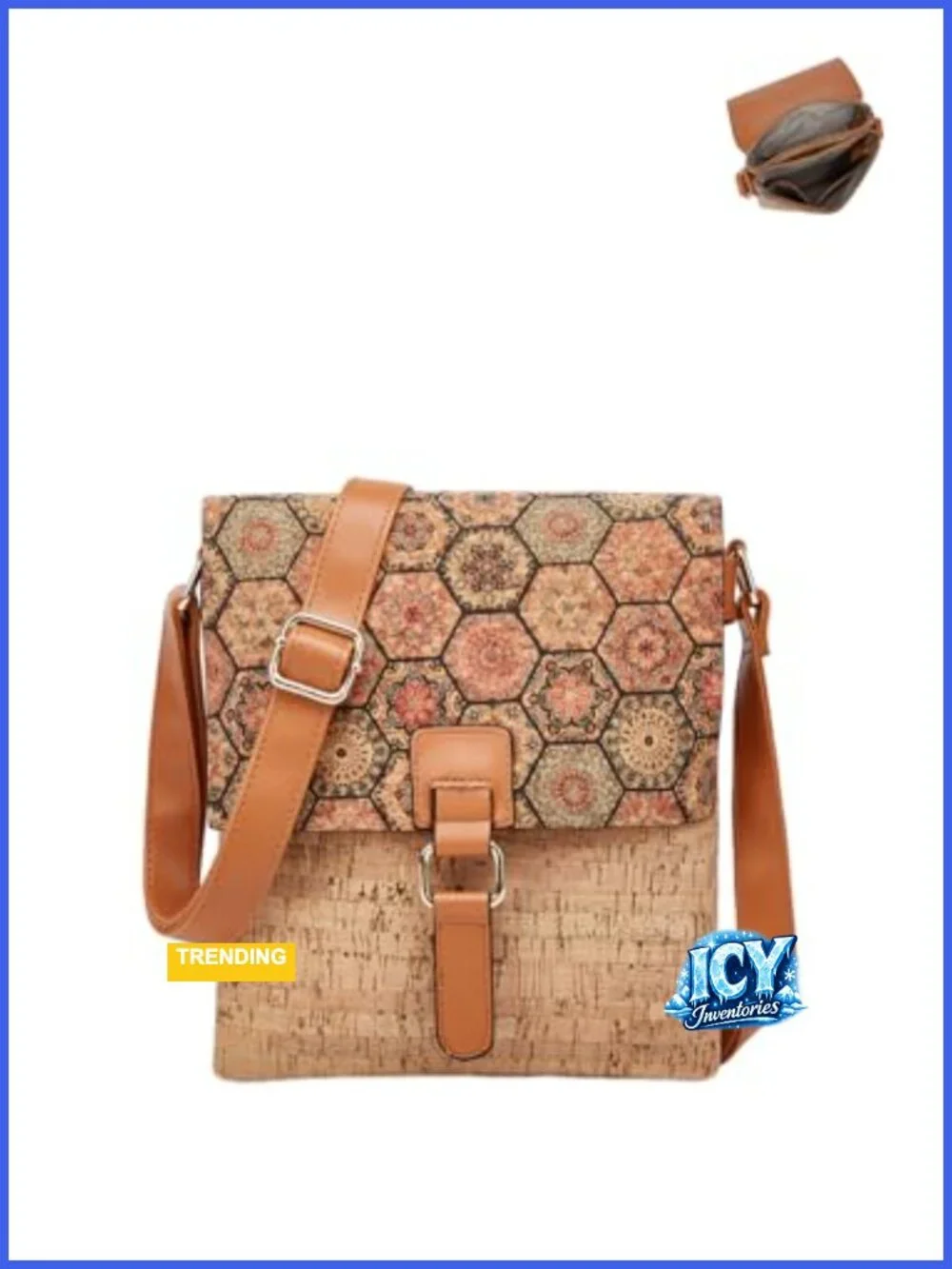 Cork Crossbody Bag for Women Bohemian Vintage Shoulder Handbag Hobo Satchel