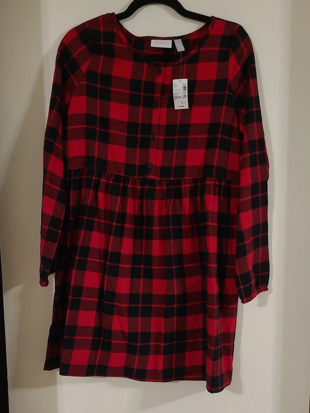 The Children's Place Red and Black Plaid Button-Front Kids Dress