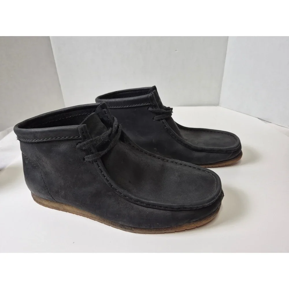 Clarks Wallabee Boots Black Leather Moccasin Lace Up Mens 8 261297667070